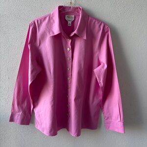 Talbots Wrinkle Resistant Size 18 Button Up Shirt Pink Cotton Office Career Cuff